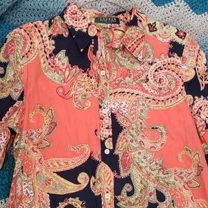 RL button down collared shirt med petite